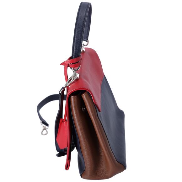 Louis Vuitton Lockme II Handbag M42859 Red Dark Navy Brown Leather - Picture 4 of 8